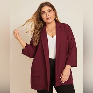 SHEIN Plus Notch Collar Cuffed Sleeve Blazer